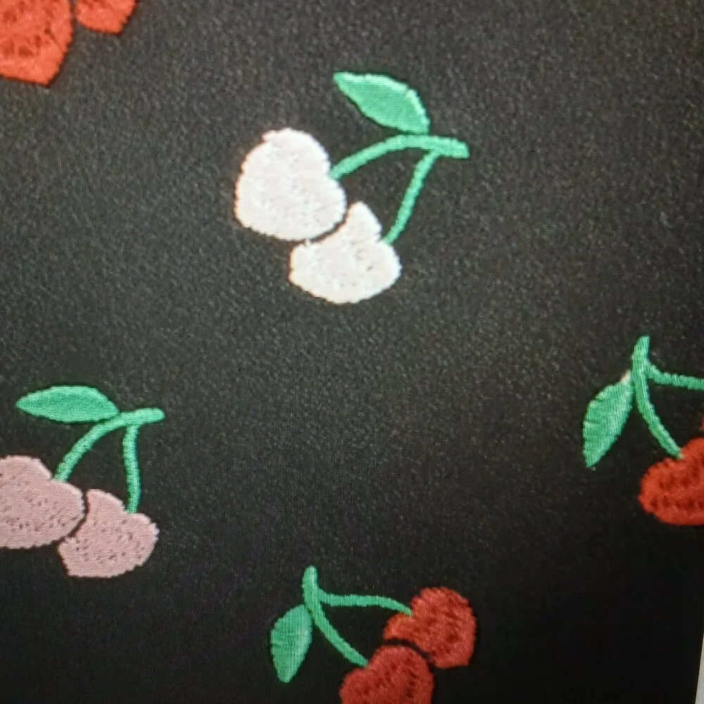 Betsey Johnson Black Cherry Embroidered Wristlet Wallet